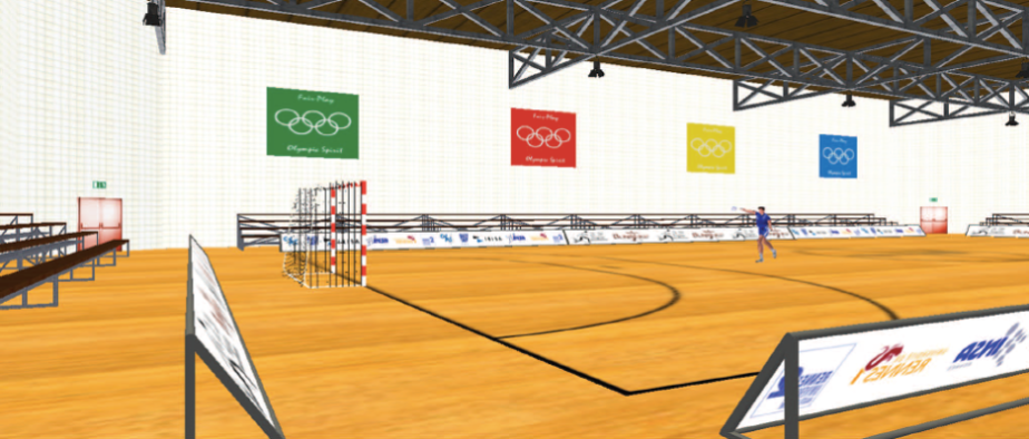 This image shows us the setting for which this particular sport uses. This is the background for the educational animated people